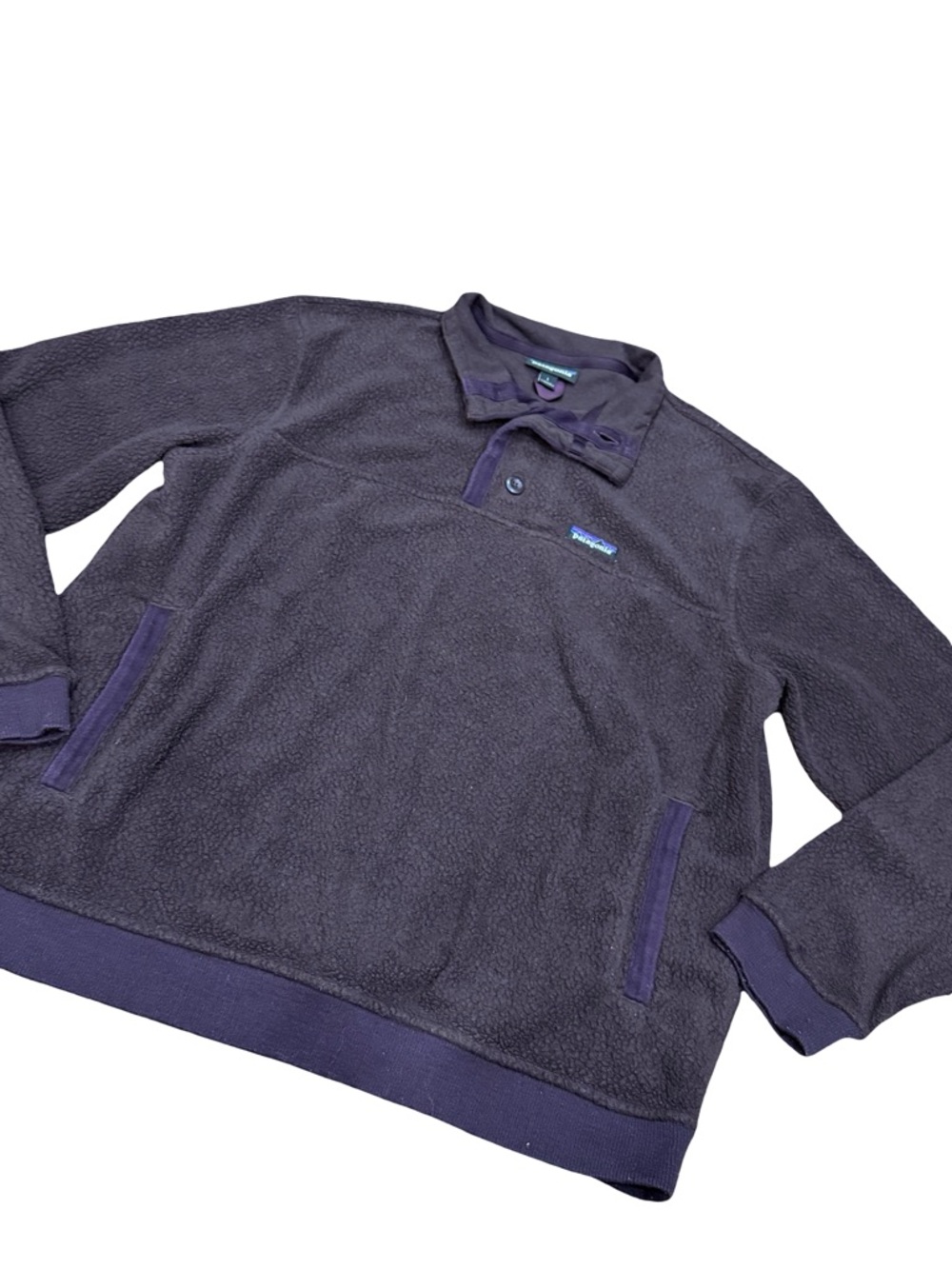 🌿Patagonia Shearling Button Fleece Pullover Size L Maroon Henley Outdoor Sherpa - Picture 3 of 12